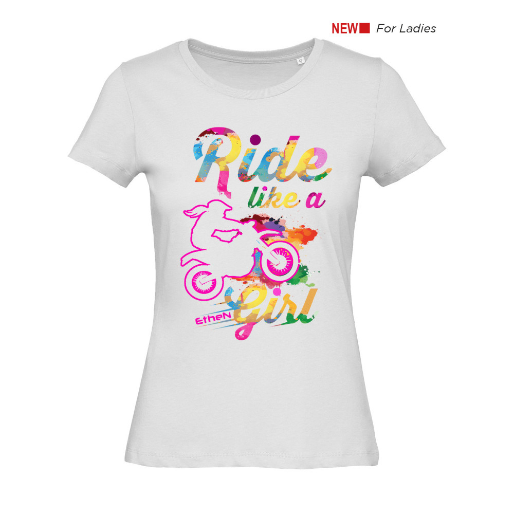 T-SHIRT ETHEN RIDE LIKE A GIRL WHITE T-SHIRT ETHEN RIDE LIKE A GIRL WHITE