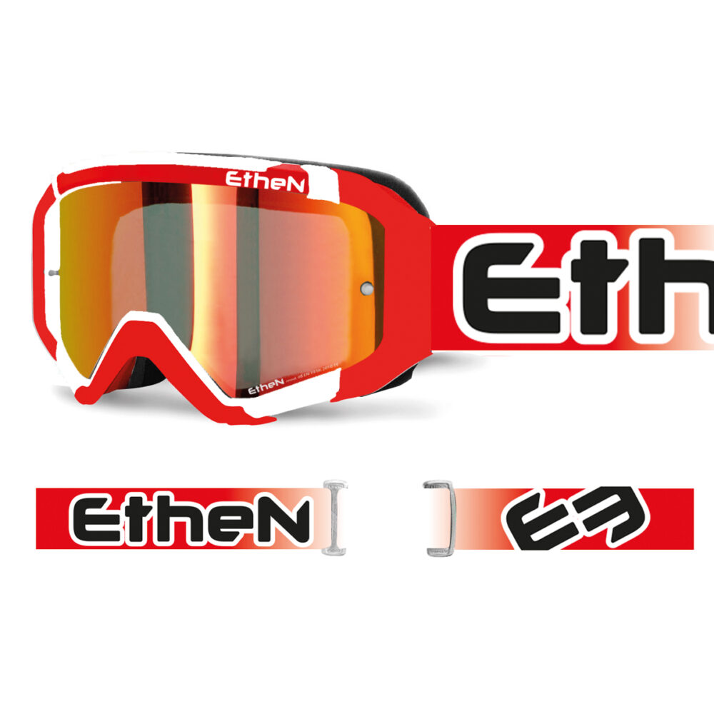 MASCHERA DA MOTO/MTB MODELLO MX05 MEDIUM LENTE SPECCHIATA ROSSA