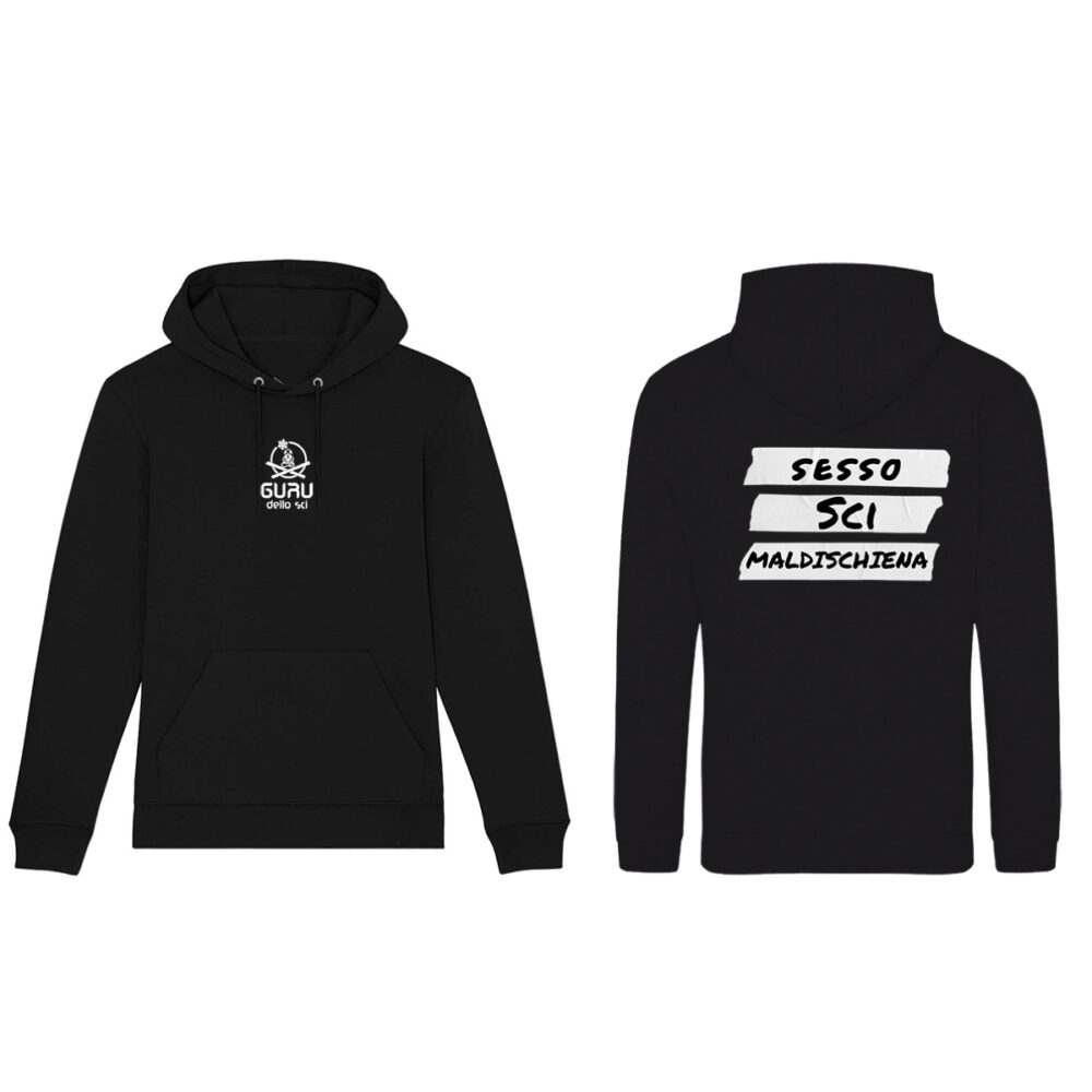 FELPA UNISEX IL GURU DELLO SCI MALDISCHIENA CON CAPPUCCIO